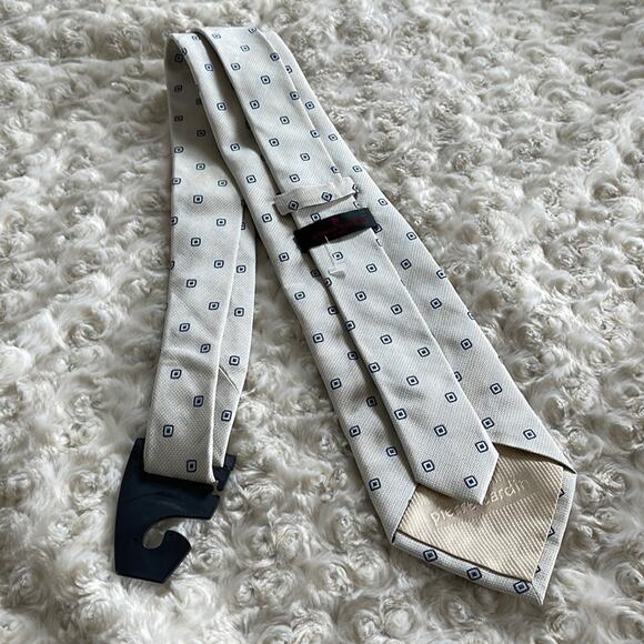 Pierre Cardin Paris Men’s Silk Tie Geometric Print Blue  White - Picture 5 of 8